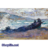 Tranh sơn dầu sóng biển dữ tợn